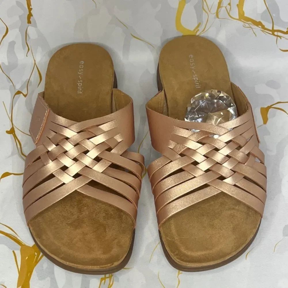* Easy Spirit Women's Rose Gold Woven Sandals
